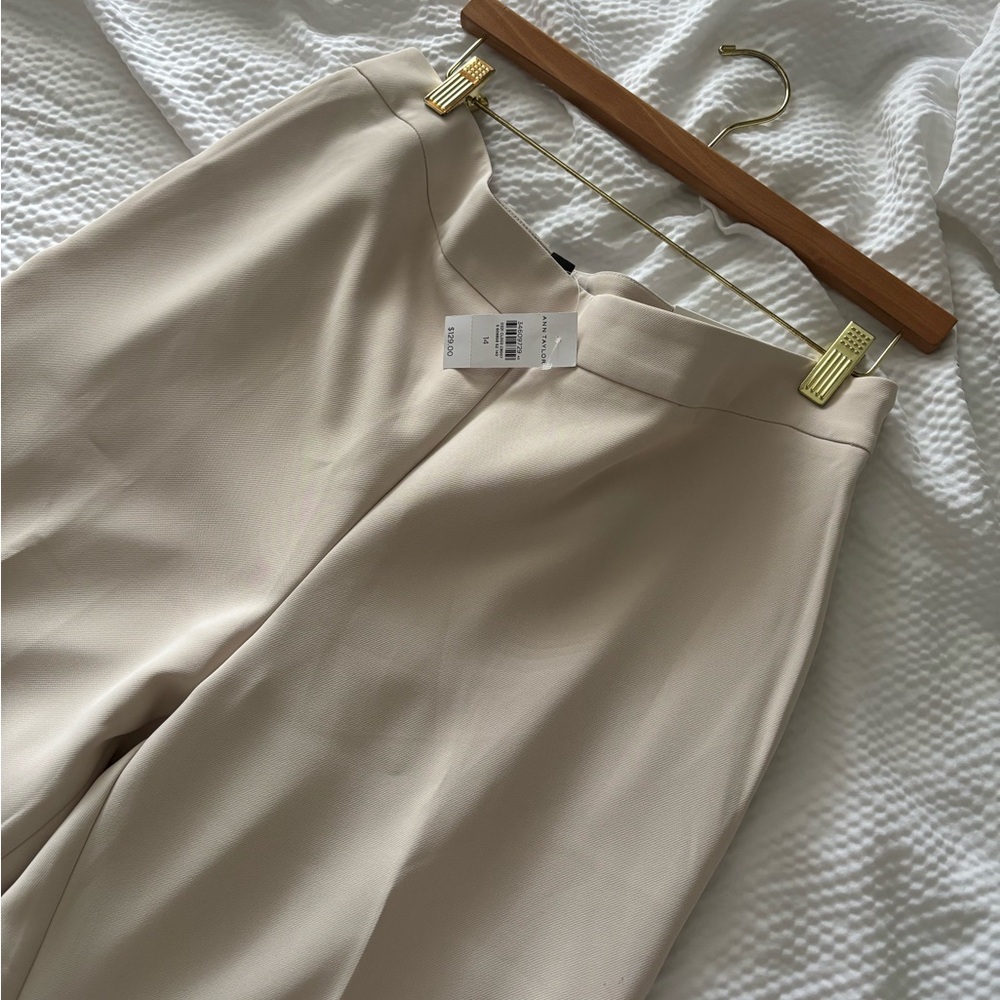 Ann Taylor Tailored Fluid Crepe Trouser in Ivory Whisper - Picture 3 of 13